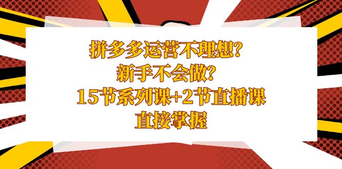 （8479期）拼多多运营不理想？新手不会做？15节系列课+2节直播课，直接掌握-副业城