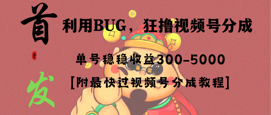 （8549期）全网独家首发，视频号BUG，超短期项目，单号每日净收益300-5000！-副业城