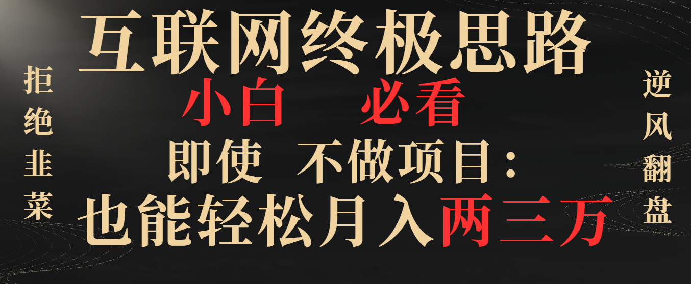 （8619期）互联网终极思路，小白必看，即使不做项目也能轻松月入两三万，拒绝韭菜…-副业城