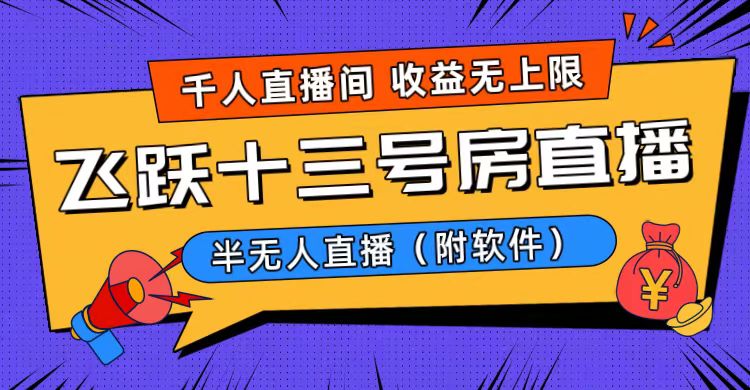 （8711期）爆火飞跃十三号房半无人直播，一场直播上千人，日入过万！（附软件）-副业城