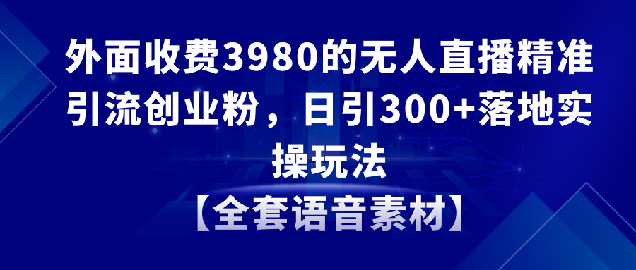 （8830期）无人直播精准引流创业粉，日引300+落地实操玩法【全套语音素材】-副业城