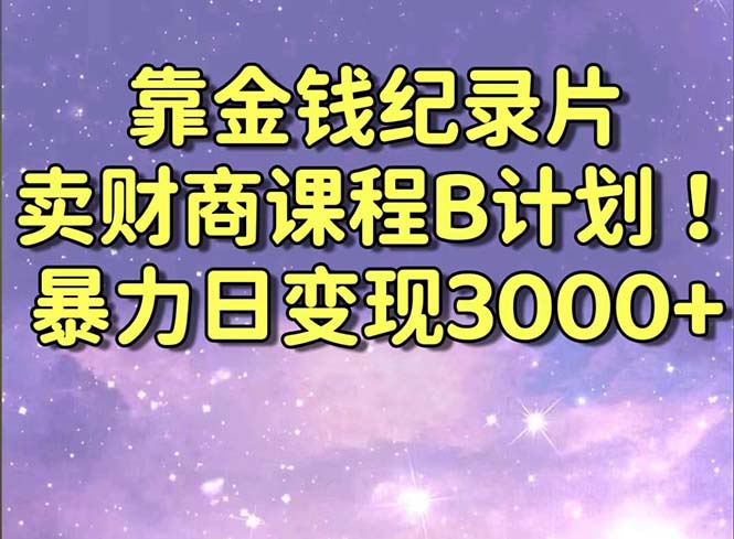 （8944期）靠金钱纪录片卖财商课程B计划！暴力日变现3000+，喂饭式干货教程！-副业城