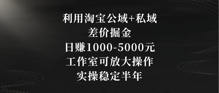 （8952期）利用淘宝公域+私域差价掘金，日赚1000-5000元，工作室可放大操作，实操…-副业城