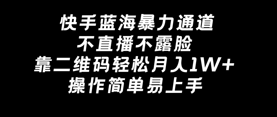 （8961期）快手蓝海暴力通道，不直播不露脸，靠二维码轻松月入1W+，操作简单易上手-副业城