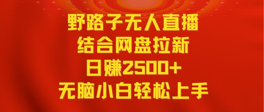 （9025期）无人直播野路子结合网盘拉新，日赚2500+多平台变现，小白无脑轻松上手操作-副业城