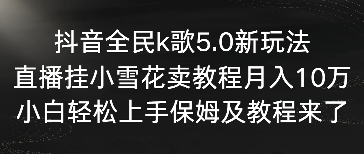 （9021期）抖音全民k歌5.0新玩法，直播挂小雪花卖教程月入10万，小白轻松上手，保…-副业城