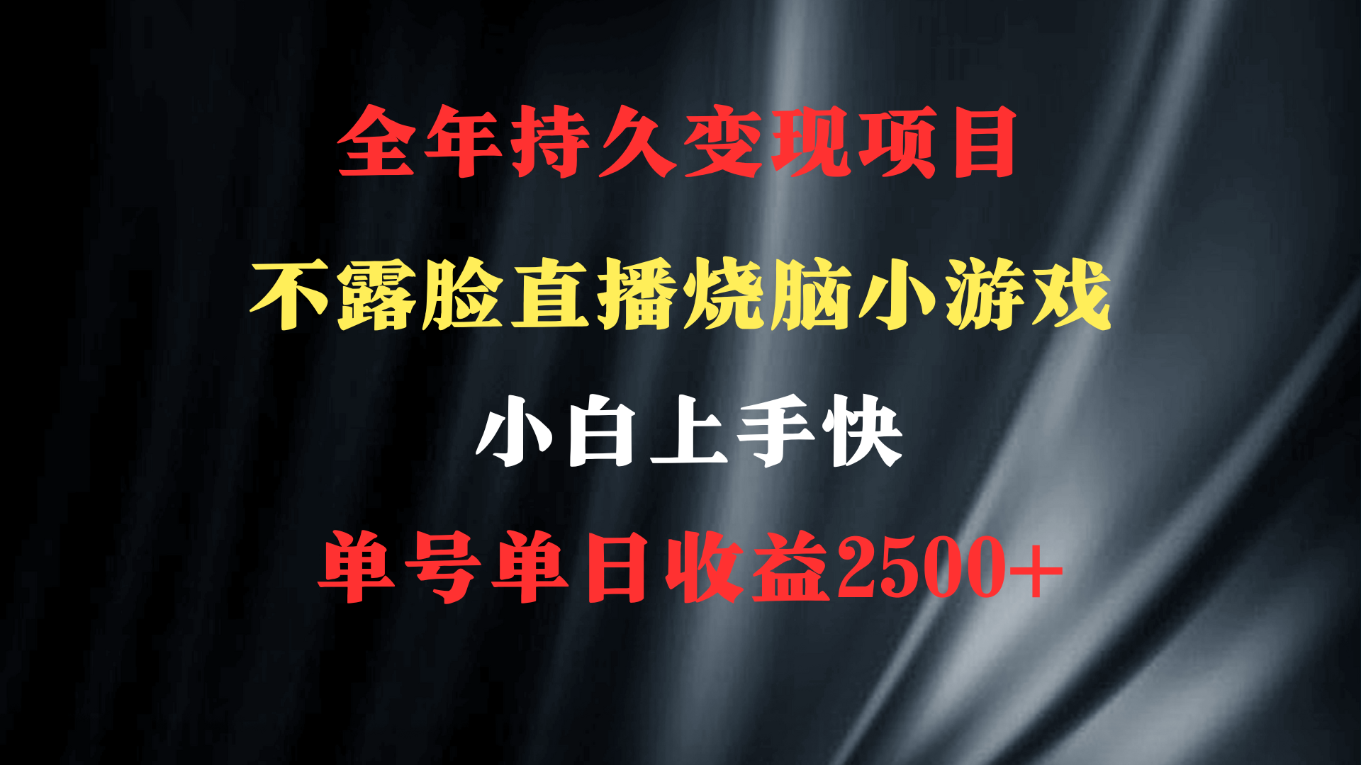 （9168期）2024年 最优项目，烧脑小游戏不露脸直播  小白上手快 无门槛 一天收益2500+-副业城