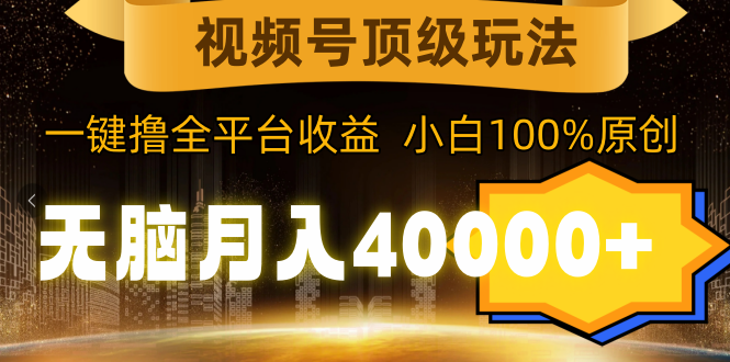 （9281期）视频号顶级玩法，无脑月入40000+，一键撸全平台收益，纯小白也能100%原创-副业城