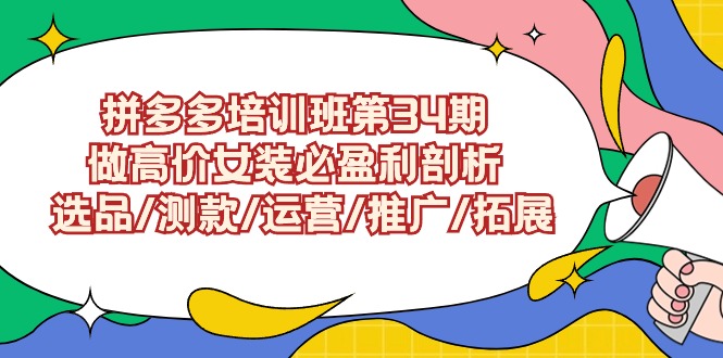 （9333期）拼多多培训班第34期：做高价女装必盈利剖析  选品/测款/运营/推广/拓展-副业城