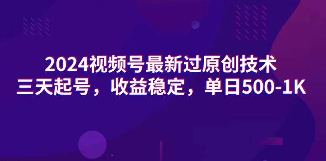 （9505期）2024视频号最新过原创技术，三天起号，收益稳定，单日500-1K-副业城