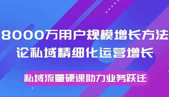 8000万用户规模增长方法论私域精细化运营增长，私域流量硬课助力业务跃迁-副业城