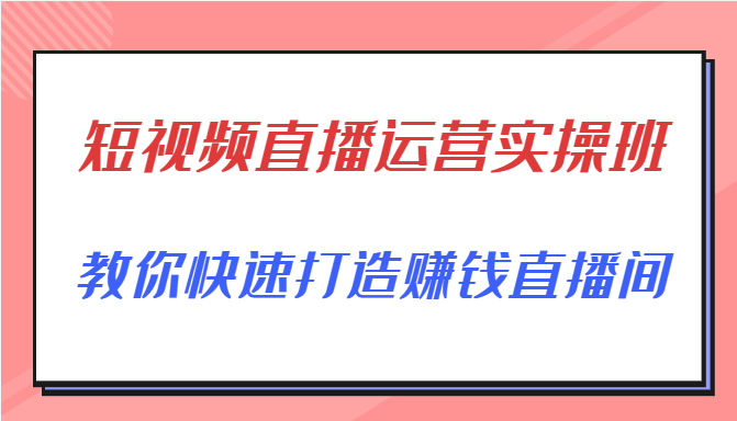 短视频直播运营实操班，直播带货精细化运营实操，教你快速打造赚钱直播间-副业城