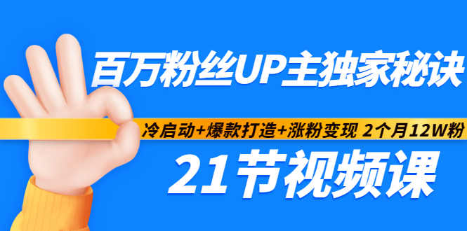 百万粉丝UP主独家秘诀：冷启动+爆款打造+涨粉变现2个月12W粉（21节视频课)-副业城