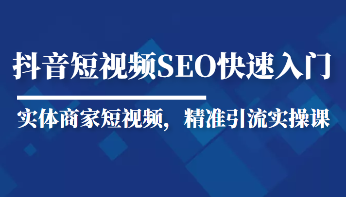 抖音短视频Seo搜索排名优化新手快速入门教程，实体商家短视频，精准引流实操课-副业城