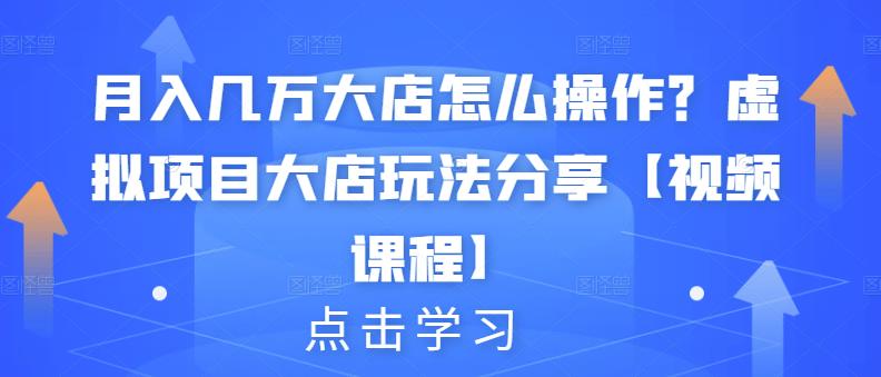 月入几万大店怎么操作？虚拟项目大店玩法分享【视频课程】-副业城