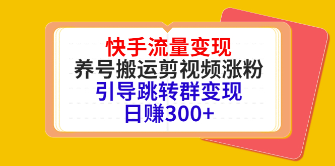 快手流量变现，养号搬运剪视频涨粉，引导跳转群变现日赚300+-副业城