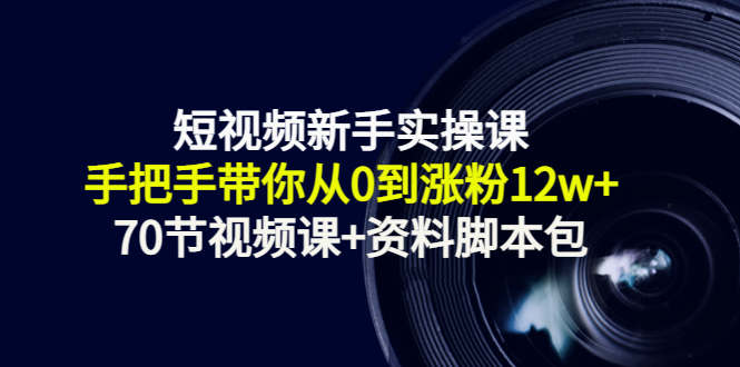 短视频新手实操课：手把手带你从0到涨粉12w+（70节视频课+资料脚本包）-副业城