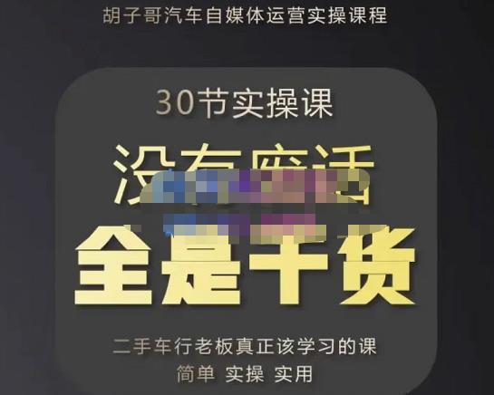 胡子哥·汽车自媒体运营实操课，汽车新媒体二手车短视频运营教程-价值8888元-副业城