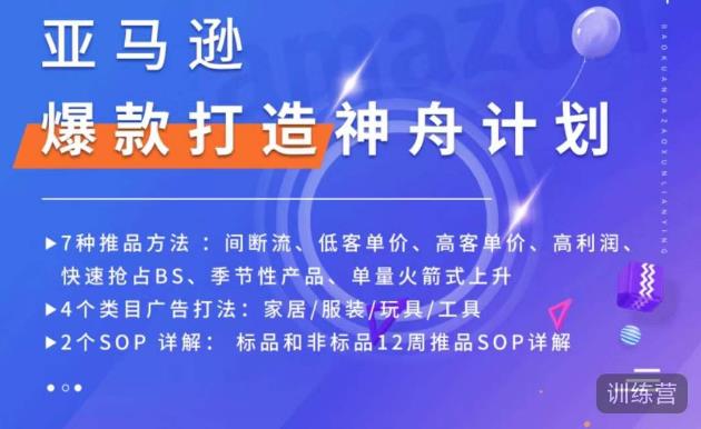 亚马逊爆款打造神舟计划，​7种推品方法，4个类目广告打法，2个SOP详解-副业城