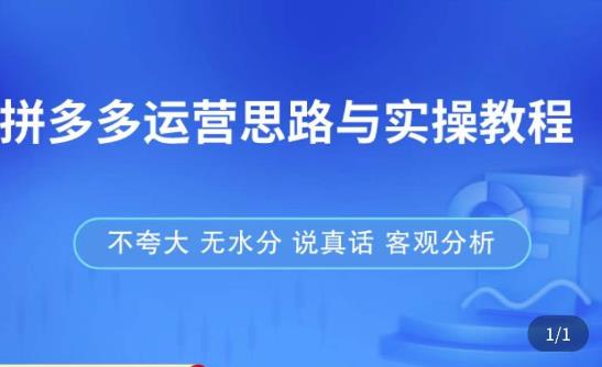 拼多多店铺运营思路与实操教程，快速学会拼多多开店和运营，少踩坑，多盈利-副业城