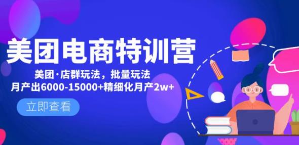 美团电商特训营：美团·店群玩法，无脑铺货月产出6000-15000+精细化月产2w+-副业城