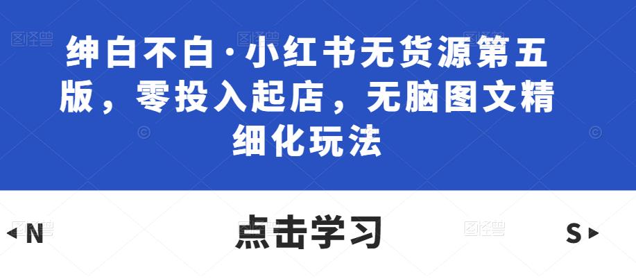 绅白不白·小红书无货源第五版，零投入起店，无脑图文精细化玩法-副业城