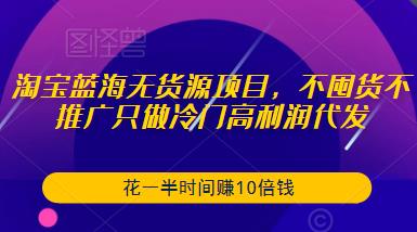 淘宝蓝海无货源项目，不囤货不推广只做冷门高利润代发，花一半时间赚10倍钱-副业城