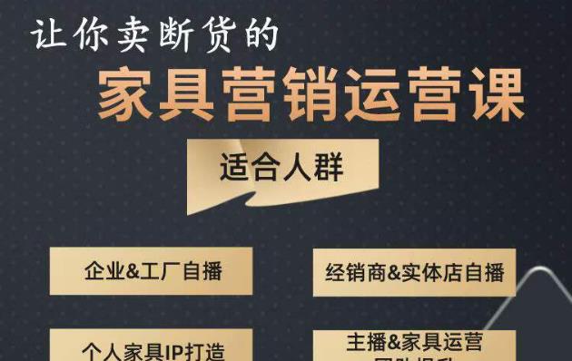 让你卖断货的家具营销运营课，打造高销量家具账号（短视频+直播+人物IP）-副业城