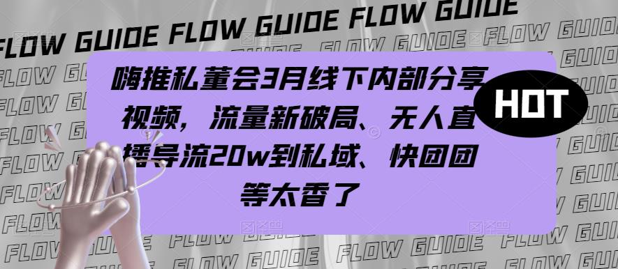 嗨推私董会3月线下内部分享视频，流量新破局、无人直播导流20w到私域、快团团等太香了-副业城
