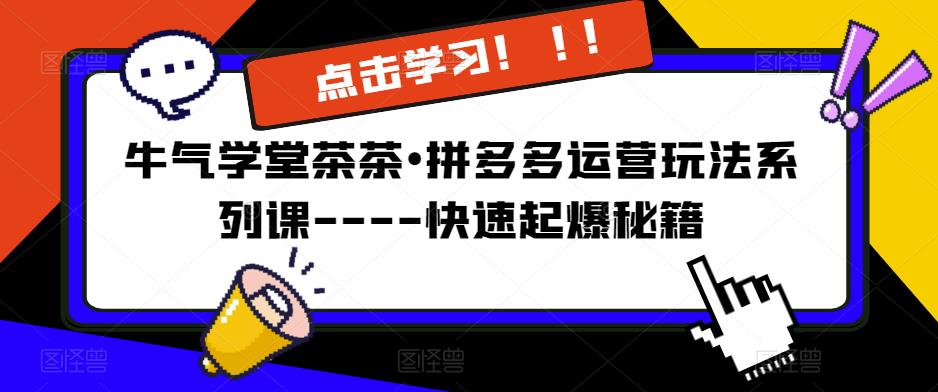 牛气学堂茶茶•拼多多运营玩法系列课—-快速起爆秘籍-副业城