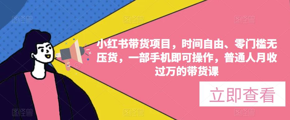 小红书带货项目，时间自由、零门槛无压货，一部手机即可操作，普通人月收过万的带货课-副业城