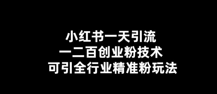 小红书一天引流一二百创业粉技术，可引全行业精准粉玩法【仅揭秘】-副业城