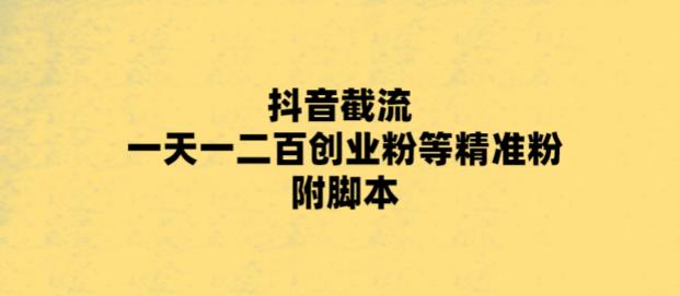 最新抖音截流玩法，一天轻松引流一二百创业精准粉，附脚本+玩法【揭秘】-副业城