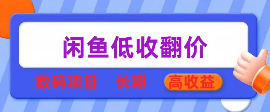 闲鱼低收翻价数码暴利项目，长期高收益【揭秘】-副业城