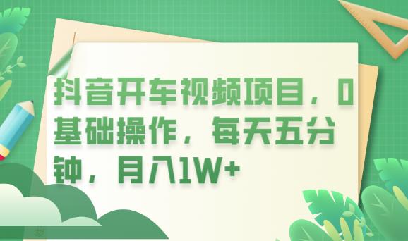 抖音开车视频项目，0基础操作，每天五分钟，月入1W+【揭秘】-副业城