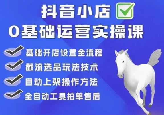 白马电商·0基础抖店运营实操课，基础开店设置全流程，截流选品玩法技术-副业城