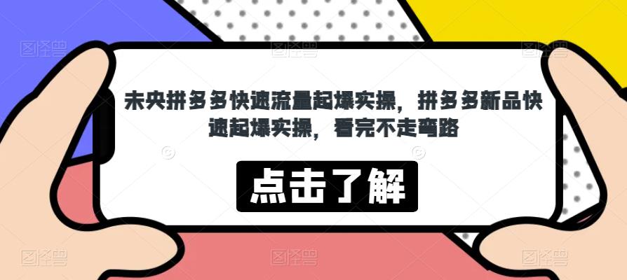 未央拼多多快速流量起爆实操，拼多多新品快速起爆实操，看完不走弯路-副业城