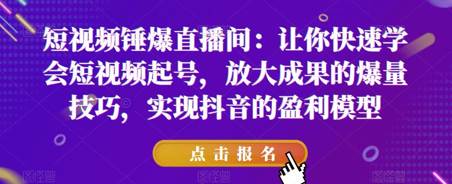 短视频锤爆直播间：让你快速学会短视频起号，放大成果的爆量技巧，实现抖音的盈利模型-副业城