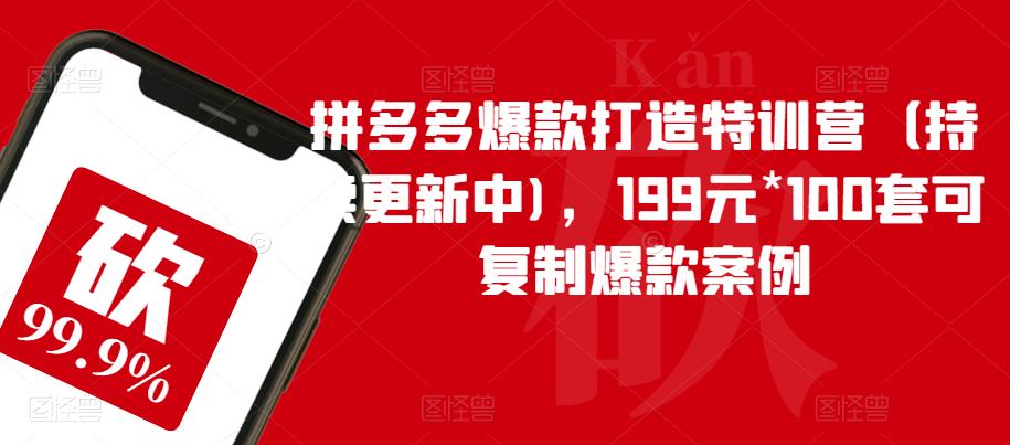 拼多多爆款打造特训营（持续更新中)，199元*100套可复制爆款案例-副业城