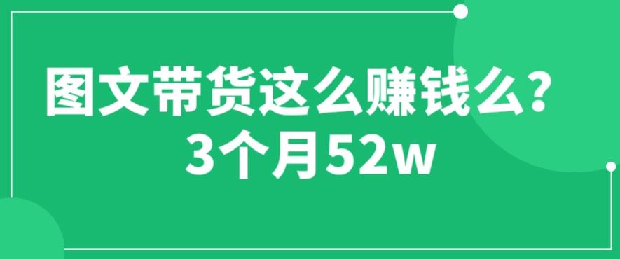 图文带货这么赚钱么? 3个月52W 图文带货运营加强课【揭秘】-副业城