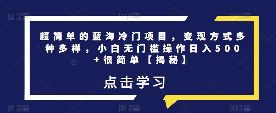 超简单的蓝海冷门项目，变现方式多种多样，小白无门槛操作日入500+很简单【揭秘】-副业城