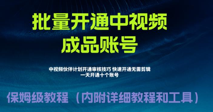 外面收费1980的暴力开通中视频计划教程，内附详细的快速通过中视频伙伴计划的办法-副业城