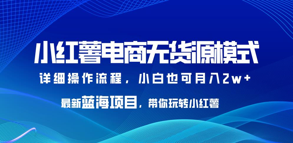 小红薯电商无货源模式，最新蓝海项目，带你玩转小红薯，小白也可月入2w+【揭秘】-副业城