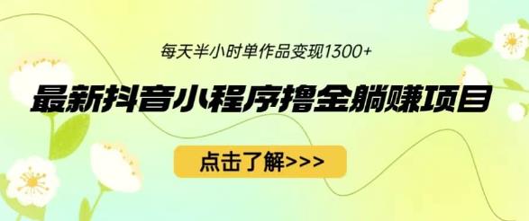 最新抖音小程序撸金躺赚项目，一部手机每天半小时，单个作品变现1300+【揭秘】-副业城
