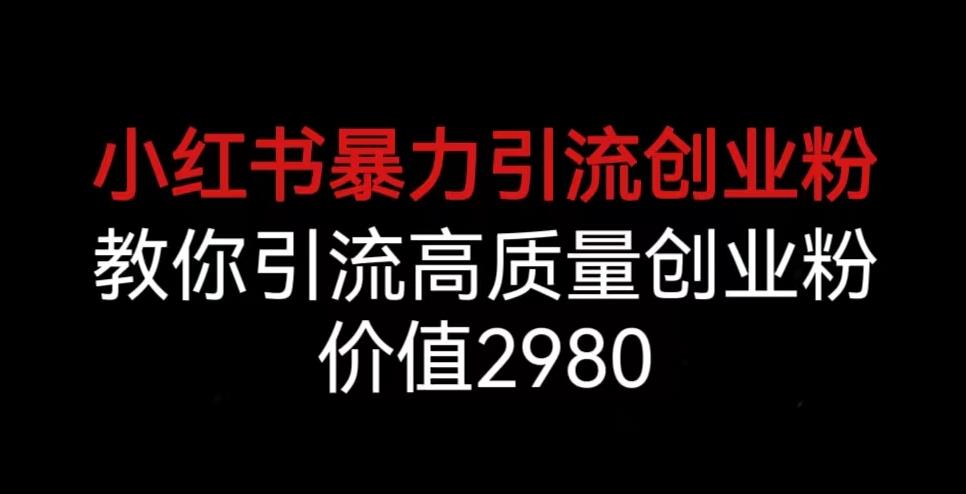 小红书暴力引流创业粉，教你引流高质量创业粉，价值2980【揭秘】-副业城