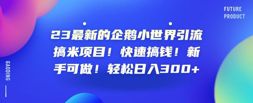 23最新的企鹅小世界引流搞米项目！快速搞钱！新手可做！轻松日入300+【揭秘】-副业城