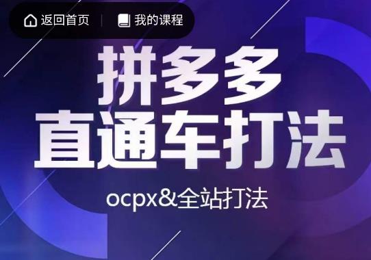 互力·拼多多直通车打法，ocpx&全站打法-副业城