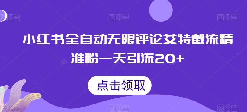 小红书全自动无限评论艾特截流精准粉，一天引流20+【揭秘】-副业城