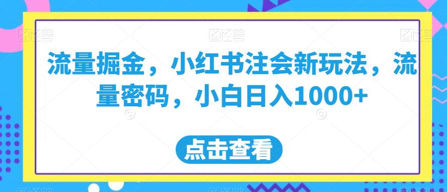 流量掘金，小红书注会新玩法，流量密码，小白日入1000+【揭秘】-副业城