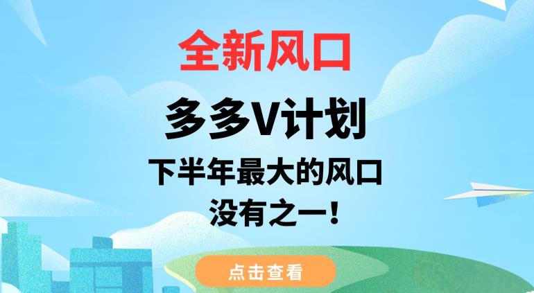 全新风口，多多V计划，下半年最大的风口项目，没有之一【揭秘】-副业城